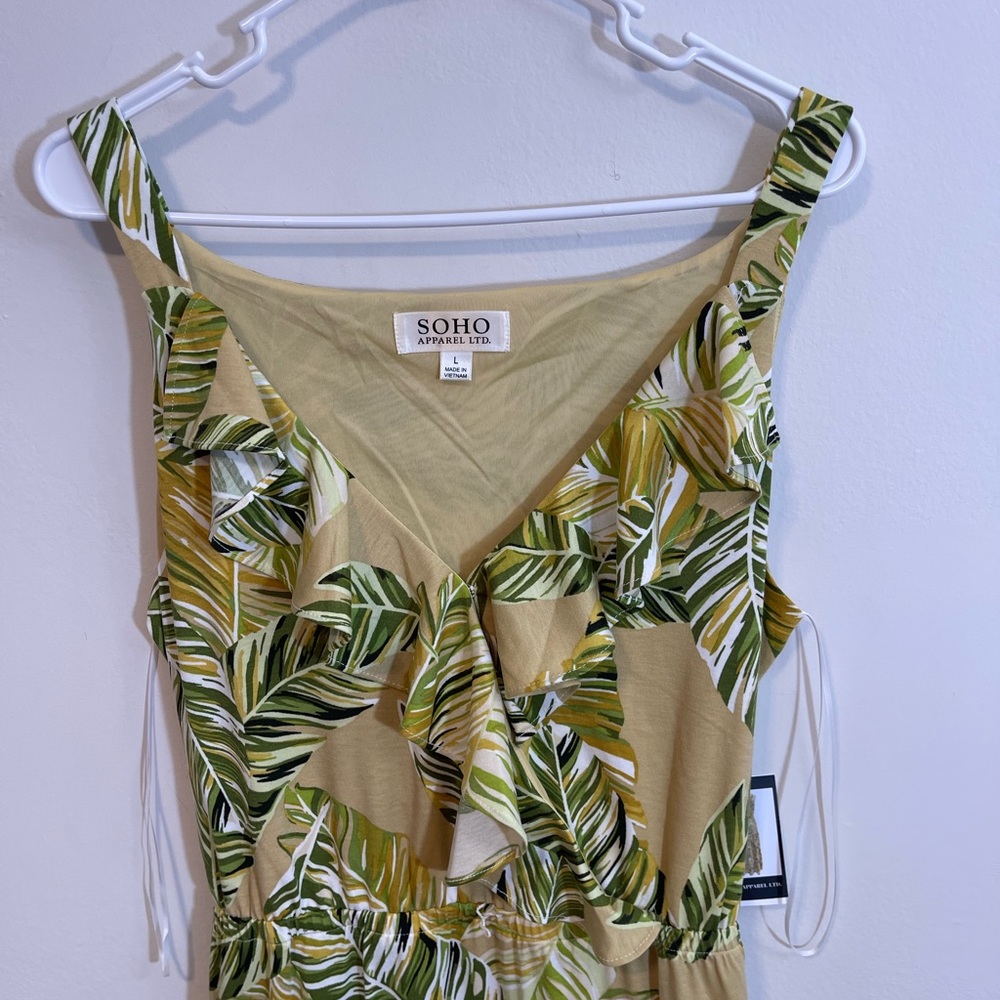 Soho Summer Belted Maxi women Dress Multicolor-green L Evening / Party / Casual/